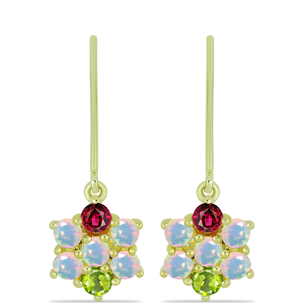 Cercei din Argint 925 Placat cu Aur ( 2.53 grame ) cu Opal Welo și Turmalină Chakra 1.1 Carate 1 