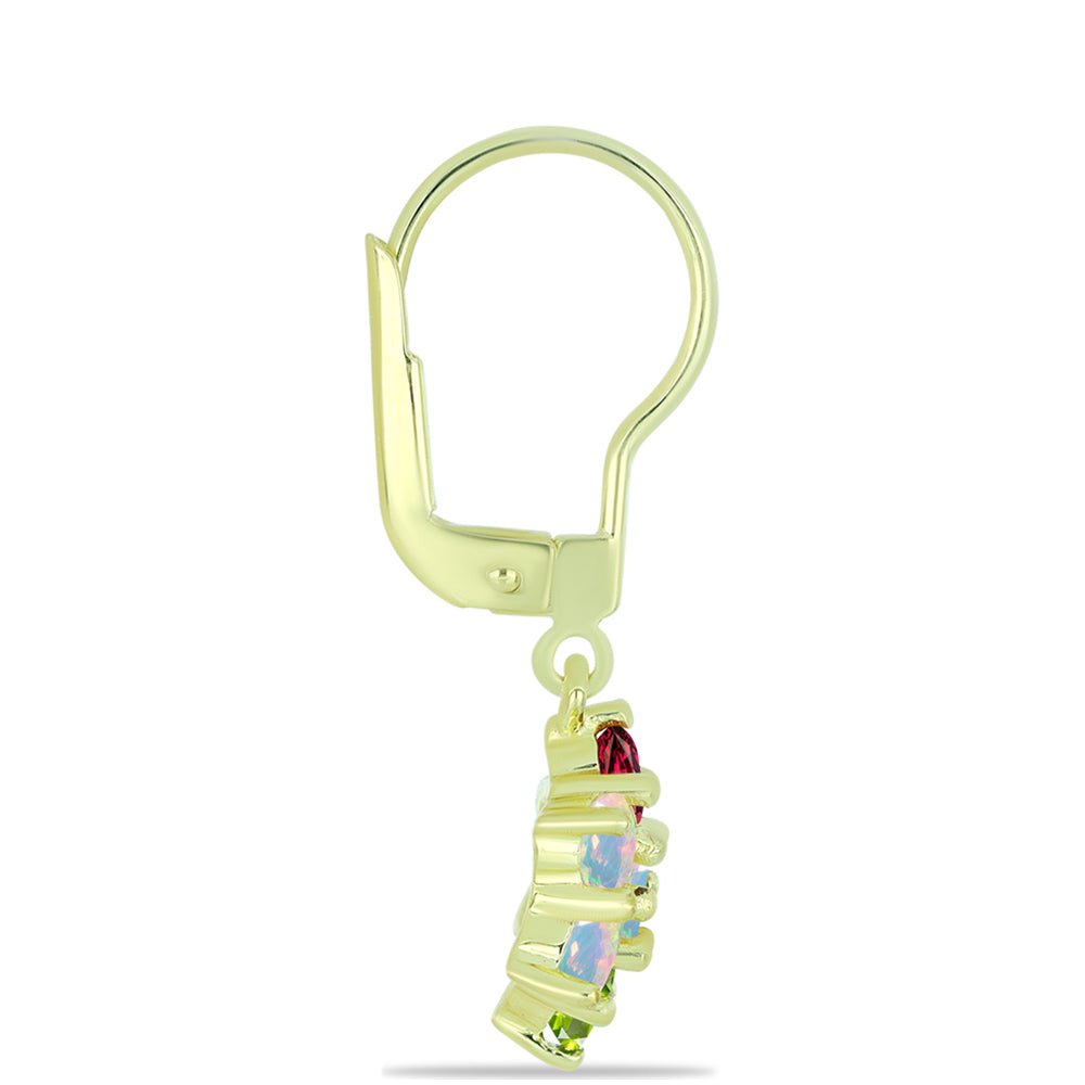 Cercei din Argint 925 Placat cu Aur ( 2.53 grame ) cu Opal Welo și Turmalină Chakra 1.1 Carate 2 