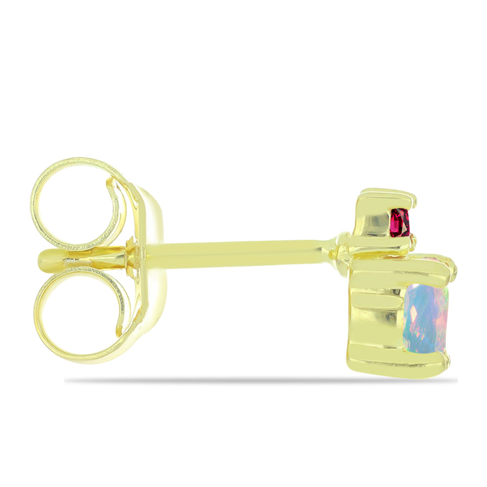 Cercei din Argint 925 Placat cu Aur ( 1.06 grame ) cu Opal Welo și Turmalină Chakra 0.39 Carate 2 