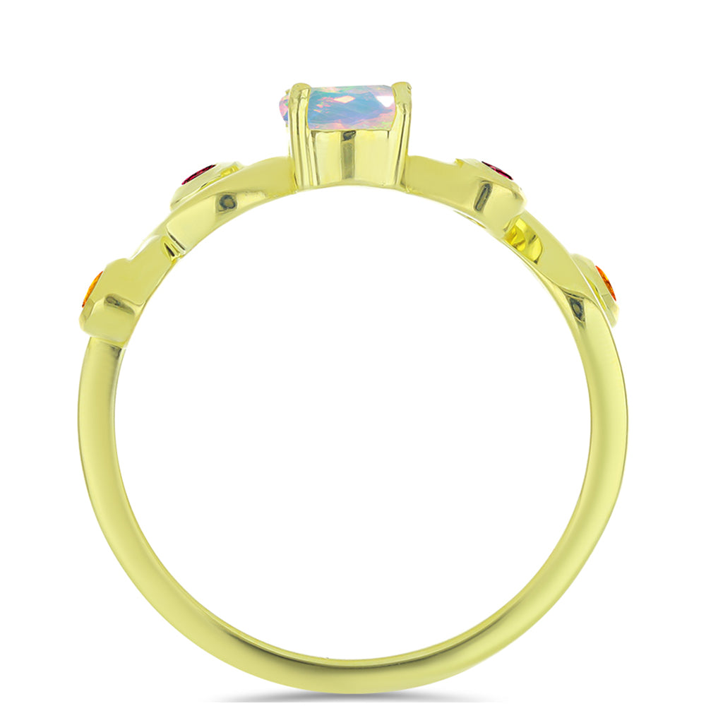 Inel din Argint 925 Placat cu Aur ( 2.28 grame ) cu Opal Welo și Turmalină Chakra 0.49 Carate