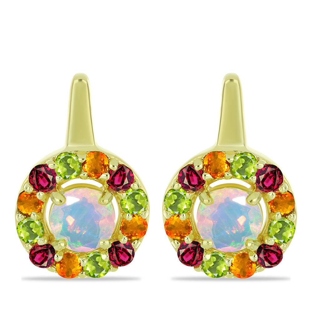 Cercei din Argint 925 Placat cu Aur ( 3.04 grame ) cu Opal Welo și Turmalină Chakra 1.78 Carate 1 