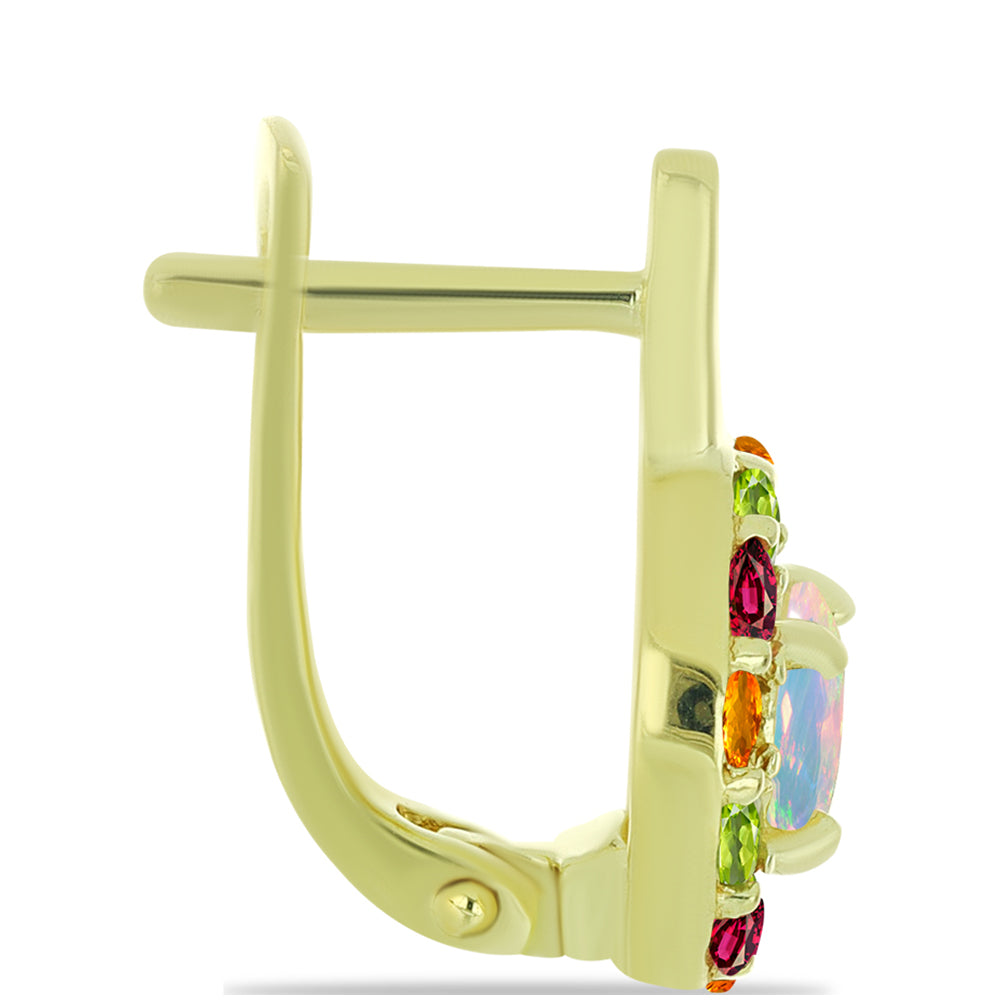 Cercei din Argint 925 Placat cu Aur ( 3.04 grame ) cu Opal Welo și Turmalină Chakra 1.78 Carate 2 