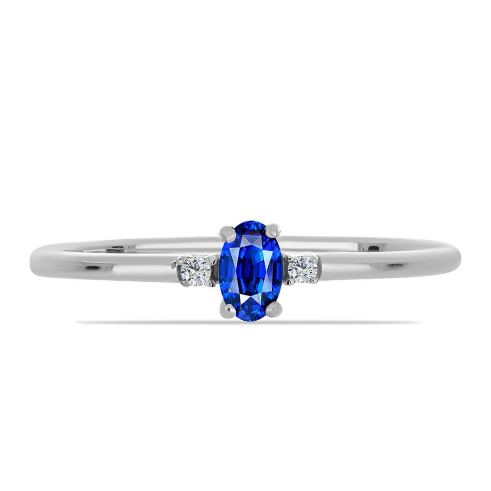 Inel din Argint 925 ( 1.46 grame ) cu Safir Albastru Australian și Topaz Alb 0.39 Carate 1 