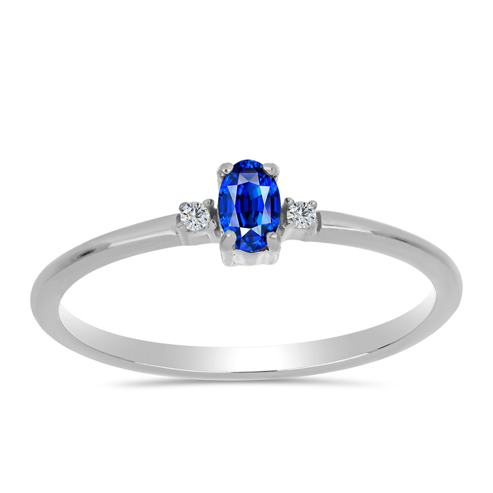 Inel din Argint 925 ( 1.46 grame ) cu Safir Albastru Australian și Topaz Alb 0.39 Carate