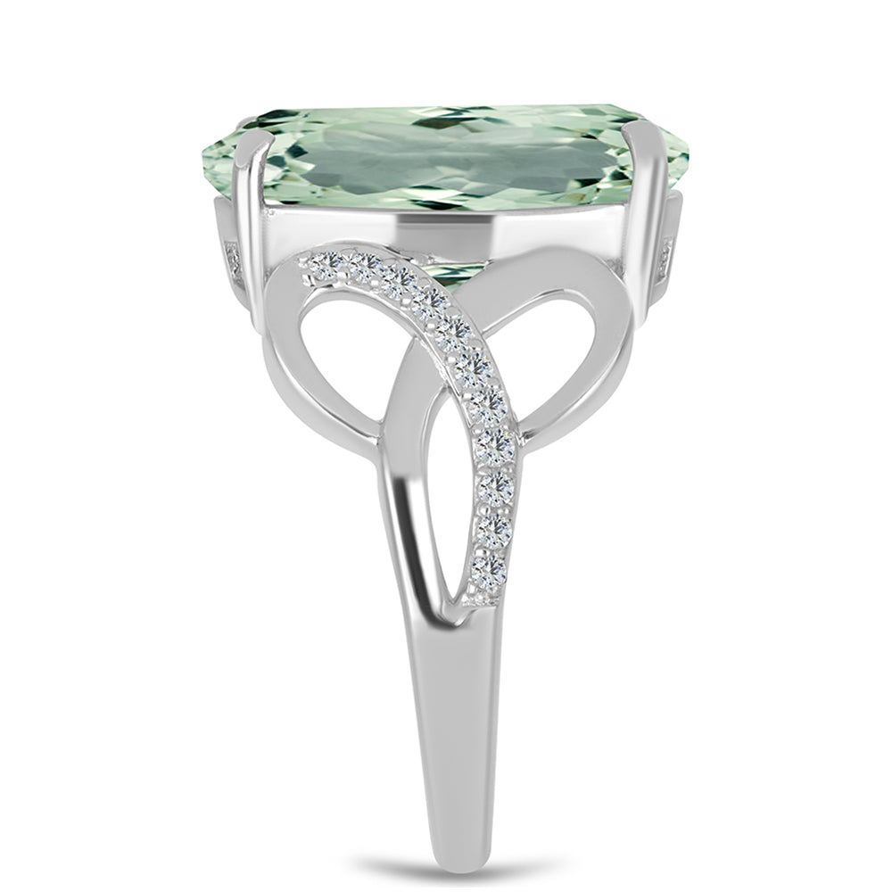 Inel din Argint 925 ( 3.66 grame ) cu Ametist Verde și Topaz Alb 7.7 Carate 4 