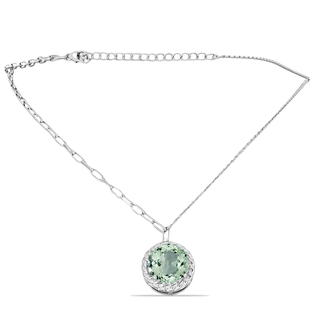 Colier din Argint 925 ( 7.67 grame ) cu Ametist Verde 7.83 Carate 1 
