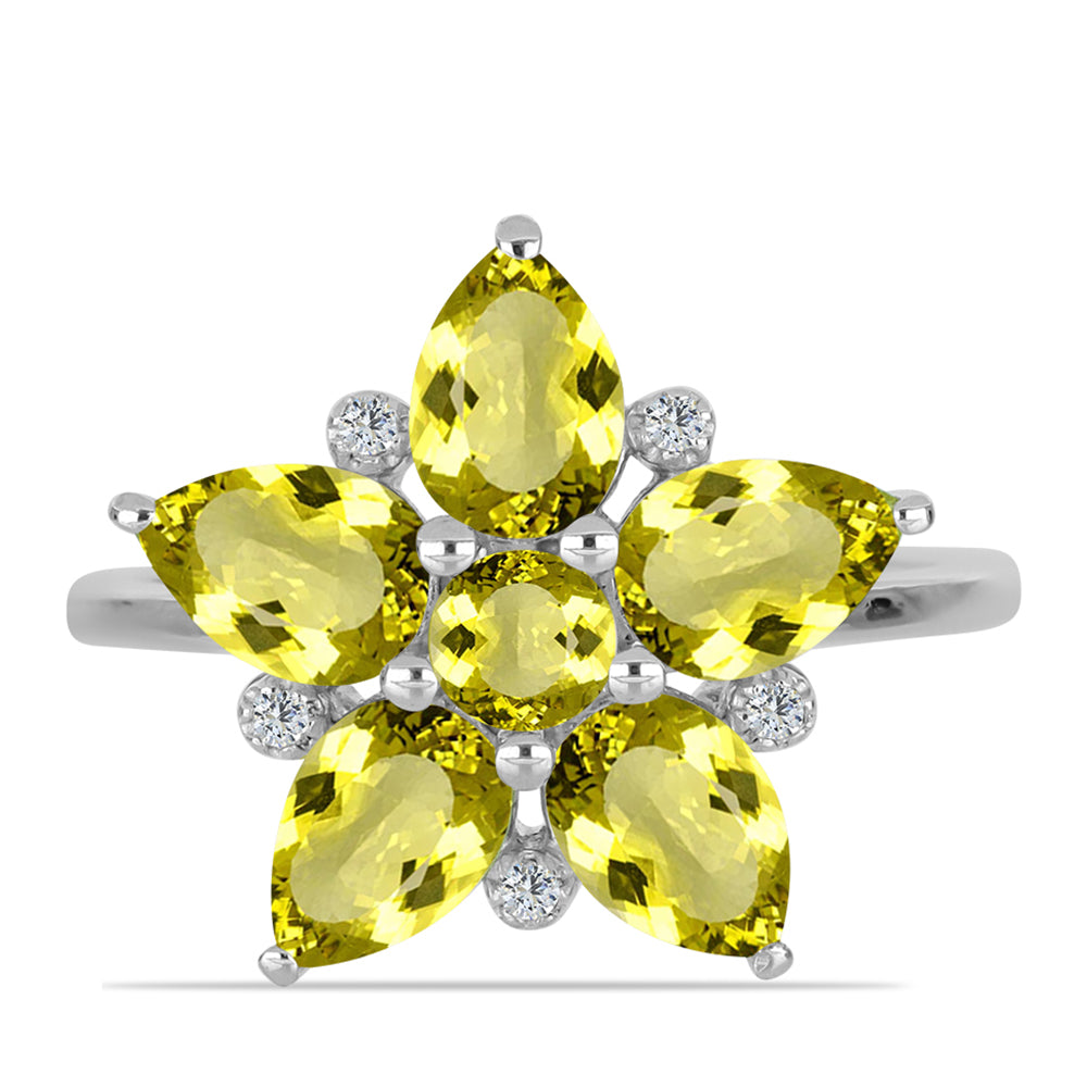 Inel din Argint 925 ( 3.14 grame ) cu Topaz Galben și Topaz Alb 3.33 Carate