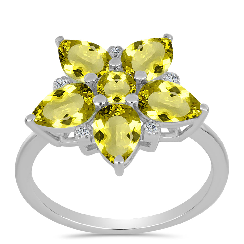 Inel din Argint 925 ( 3.14 grame ) cu Topaz Galben și Topaz Alb 3.33 Carate
