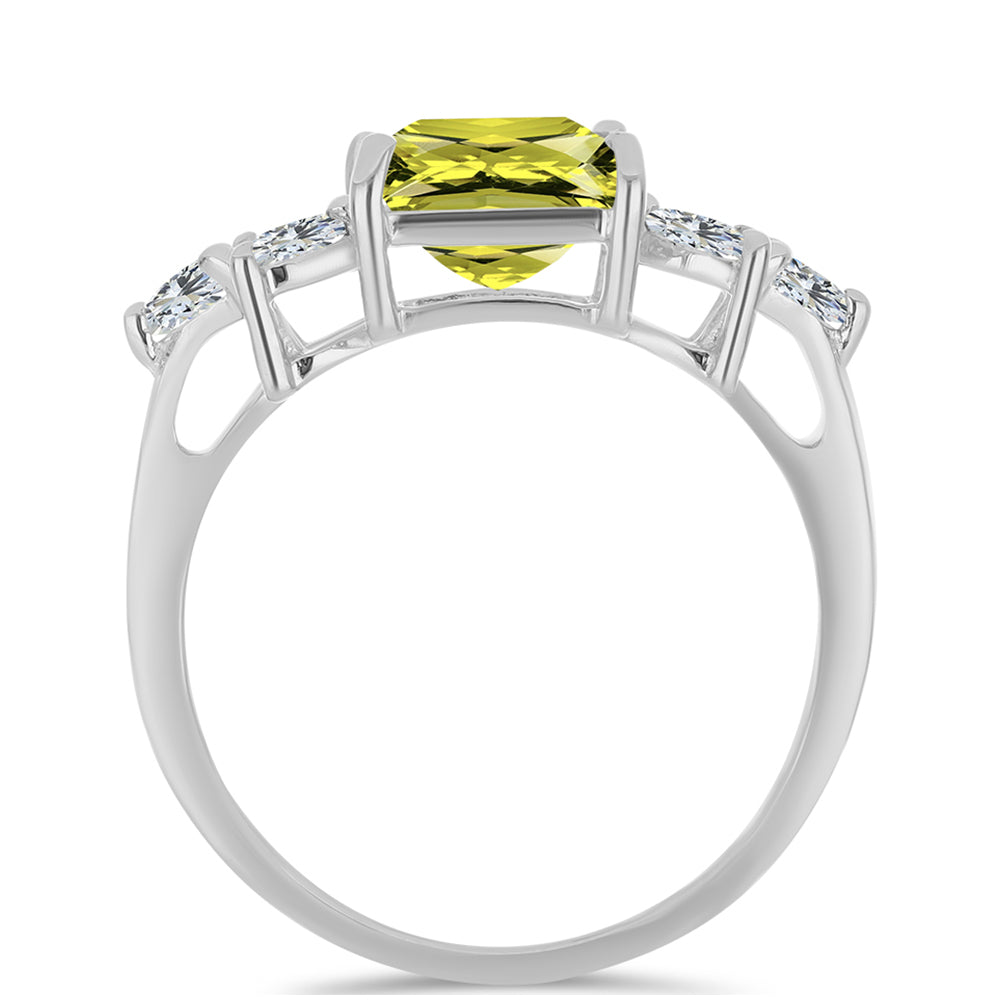 Inel din Argint 925 ( 2.82 grame ) cu Topaz Galben și Topaz Alb 3.09 Carate