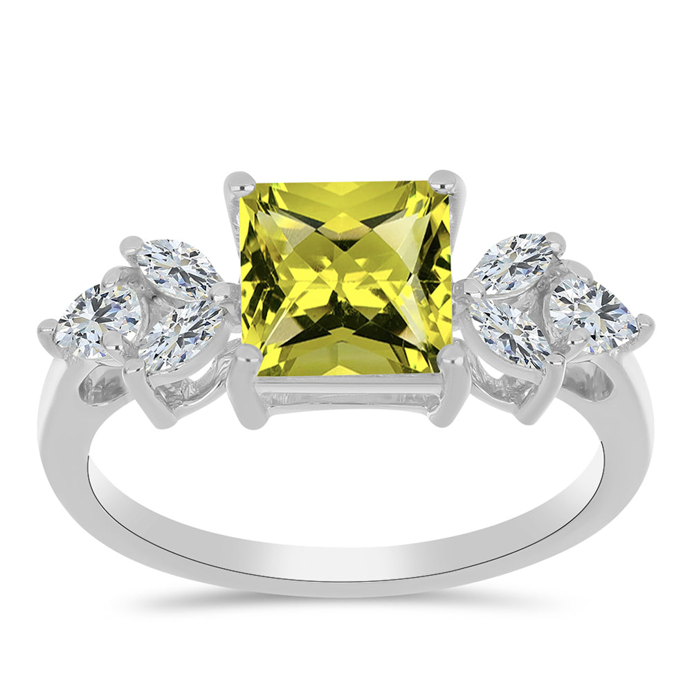 Inel din Argint 925 ( 2.82 grame ) cu Topaz Galben și Topaz Alb 3.09 Carate