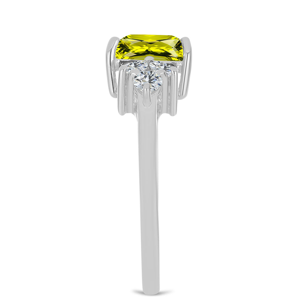 Inel din Argint 925 ( 2.82 grame ) cu Topaz Galben și Topaz Alb 3.09 Carate