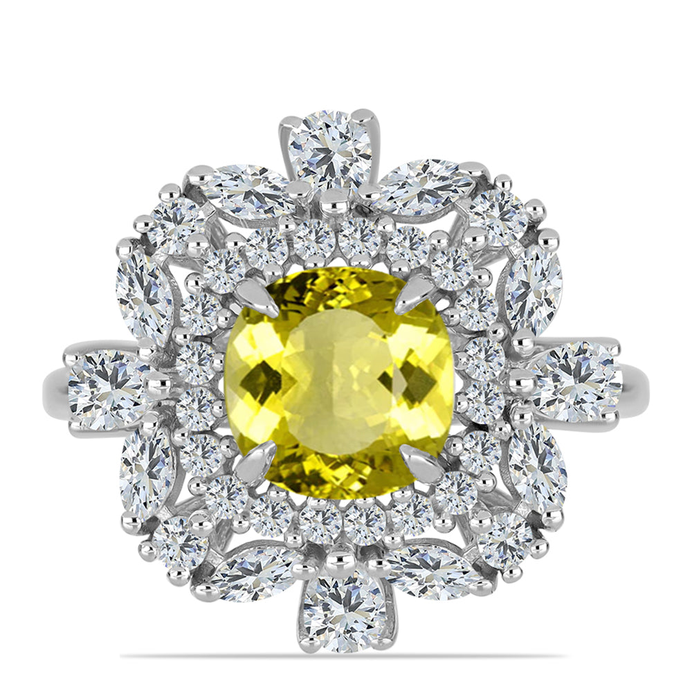 Inel din Argint 925 ( 4.1 grame ) cu Topaz Galben și Topaz Alb 4.08 Carate 1 