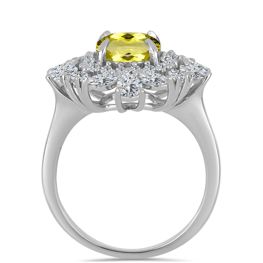 Inel din Argint 925 ( 4.1 grame ) cu Topaz Galben și Topaz Alb 4.08 Carate 2 