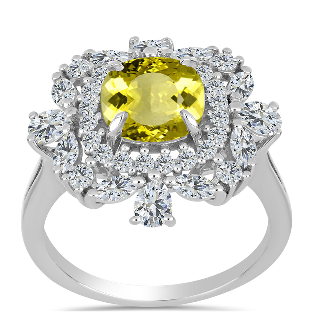 Inel din Argint 925 ( 4.1 grame ) cu Topaz Galben și Topaz Alb 4.08 Carate