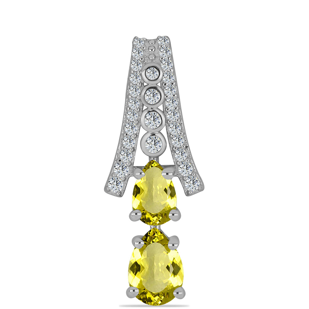 Pandantiv din Argint 925 ( 1.3 grame ) cu Topaz Galben și Topaz Alb 1.2 Carate