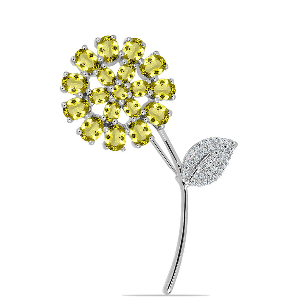 Broşă din Argint 925 ( 5.74 grame ) cu Topaz Galben și Topaz Alb 4.9 Carate
