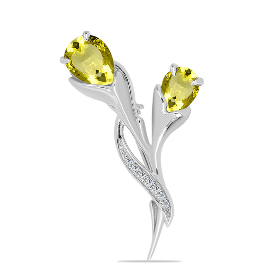 Broşă din Argint 925 ( 3.25 grame ) cu Topaz Galben și Topaz Alb 1.71 Carate