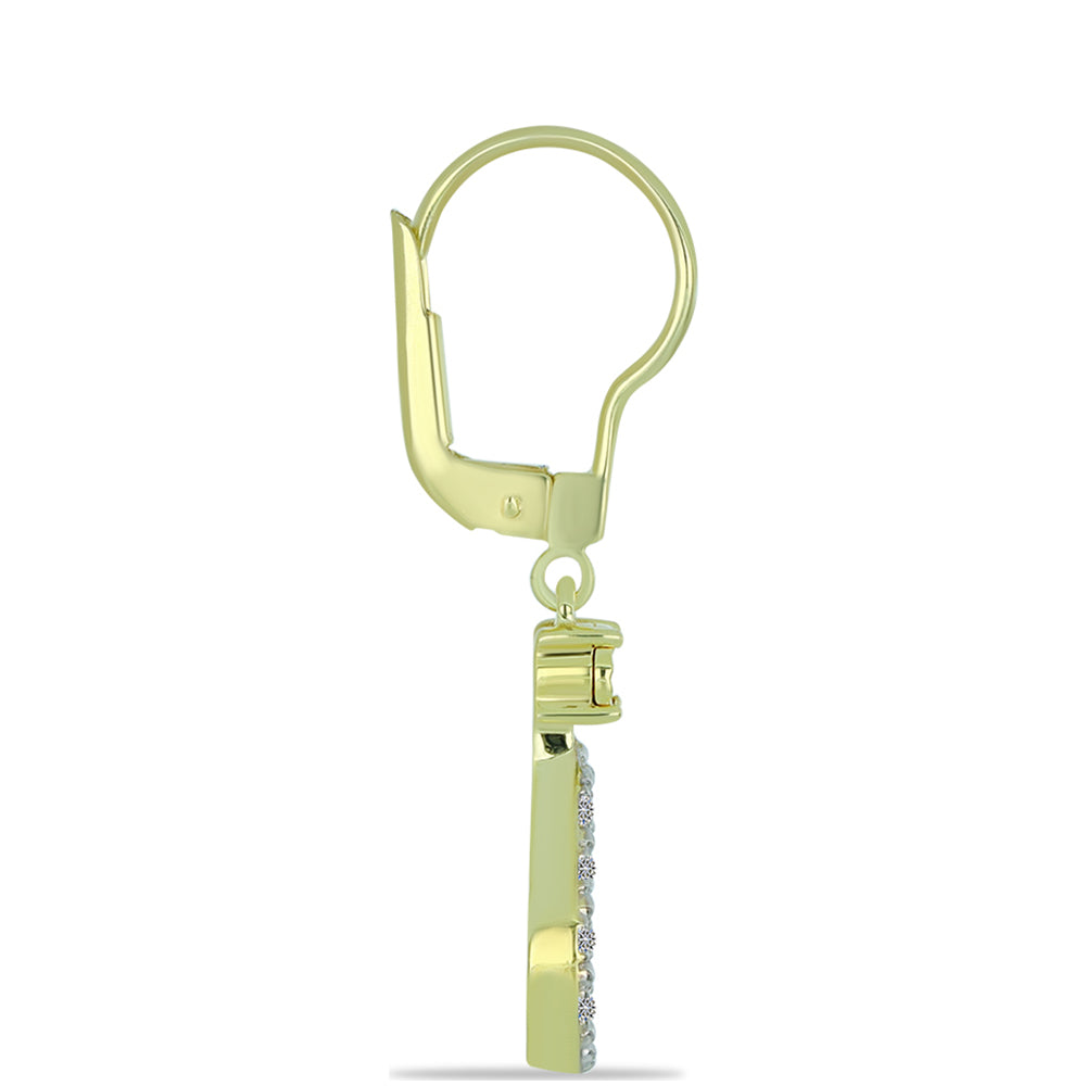 Cercei din Argint 925 Placat cu Aur ( 2.79 grame ) cu Diamant Roșu și Diamant Alb 0.12 Carate