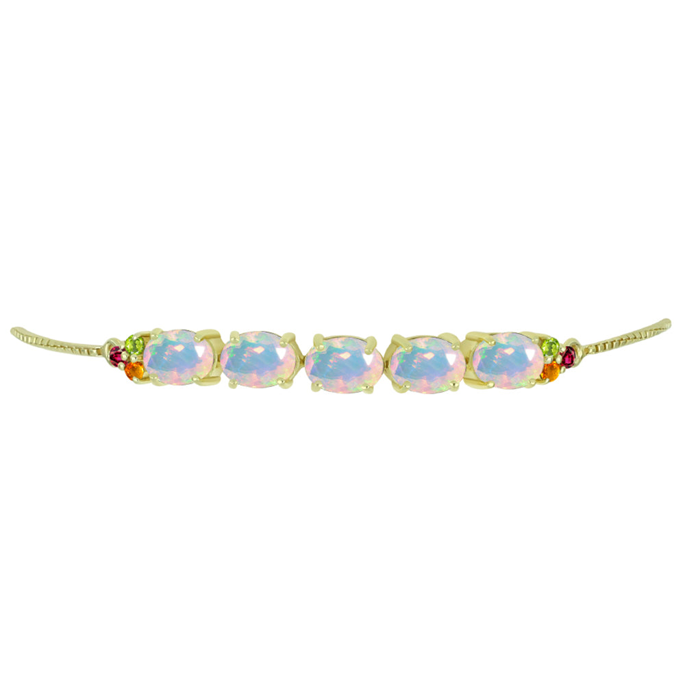 Brățară din Argint 925 Placat cu Aur ( 4.44 grame ) cu Opal Welo și Turmalină Chakra 2.66 Carate 2 
