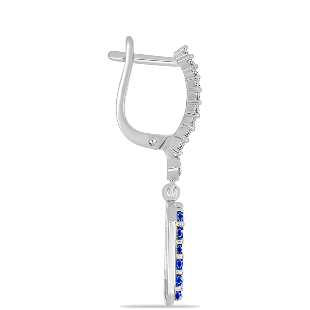 Cercei din Argint 925 ( 6.46 grame ) cu Safir Albastru Australian și Topaz Alb 3.23 Carate 2 