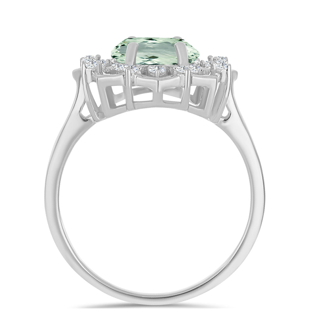 Inel din Argint 925 ( 3.73 grame ) cu Ametist Verde și Topaz Alb 2.81 Carate