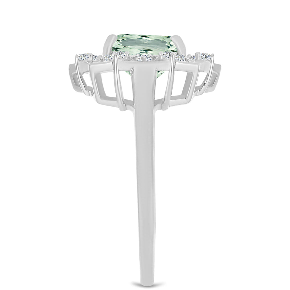 Inel din Argint 925 ( 3.73 grame ) cu Ametist Verde și Topaz Alb 2.81 Carate 4 