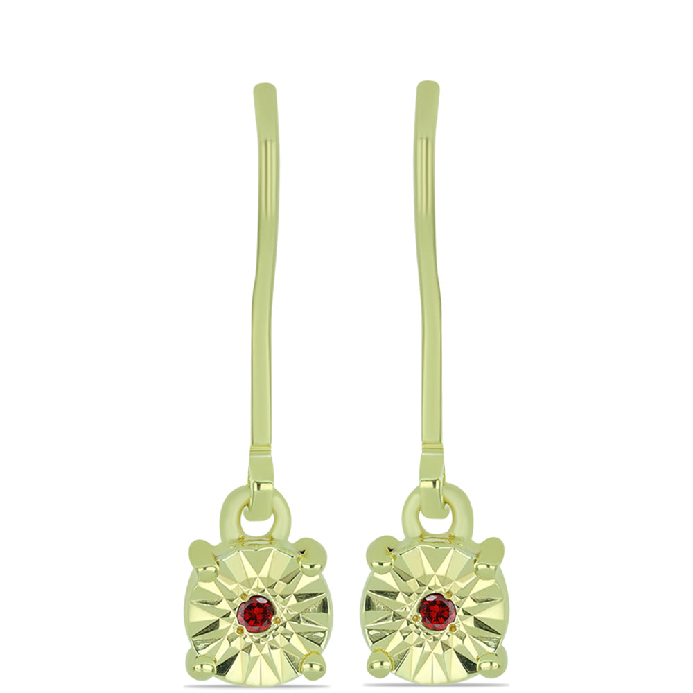 Cercei din Argint 925 Placat cu Aur ( 1.5 grame ) cu Diamant Roșu 0.02 Carate