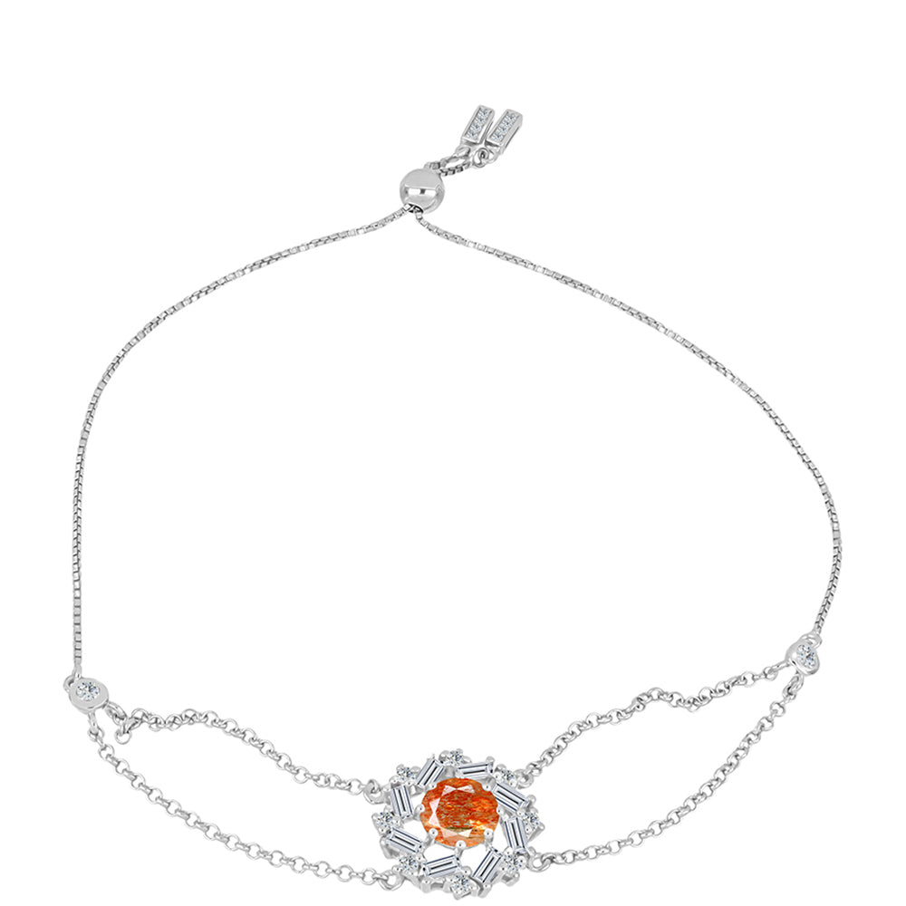 Brățară din Argint 925 ( 6.58 grame ) cu Piatra Soarelui Oregon și Topaz Alb 3.21 Carate 1 