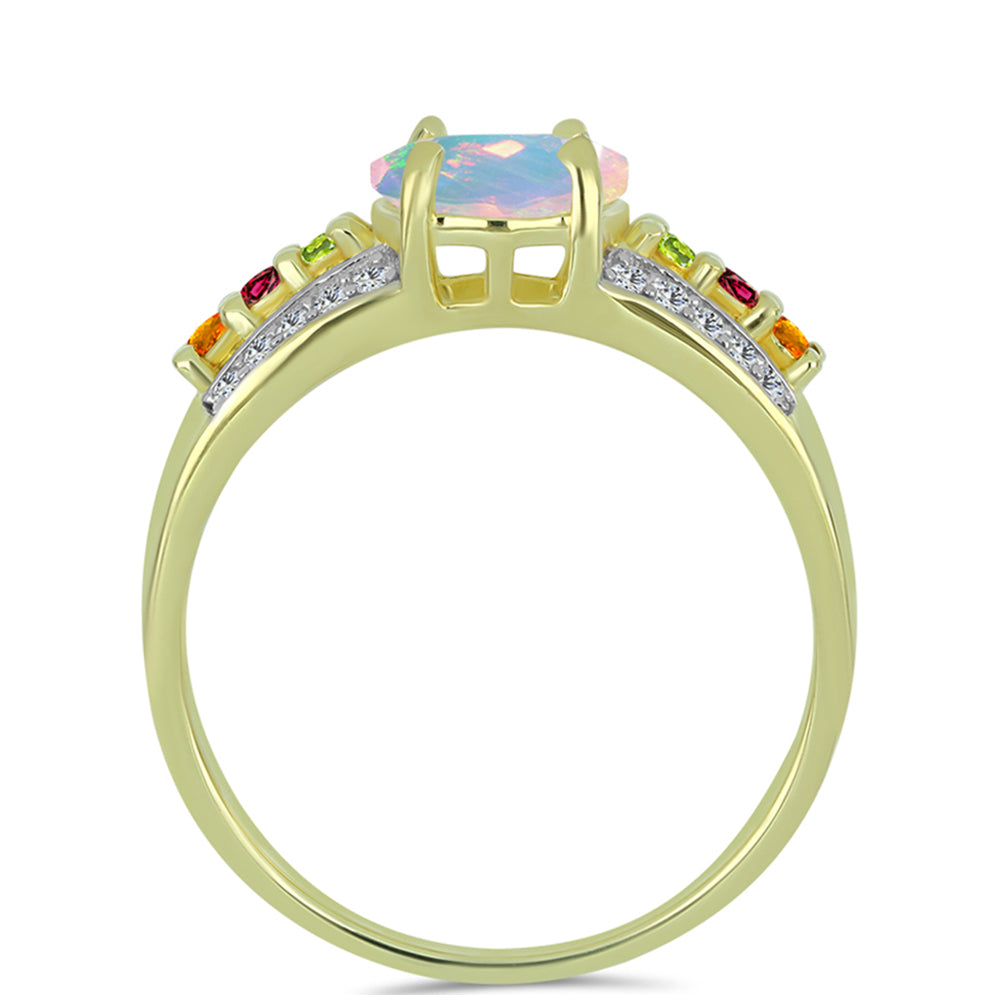 Inel din Argint 925 Placat cu Aur ( 3.55 grame ) cu Opal Welo și Turmalină Chakra 1.8 Carate