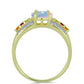 Inel din Argint 925 Placat cu Aur ( 3.55 grame ) cu Opal Welo și Turmalină Chakra 1.8 Carate