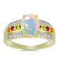 Inel din Argint 925 Placat cu Aur ( 3.55 grame ) cu Opal Welo și Turmalină Chakra 1.8 Carate