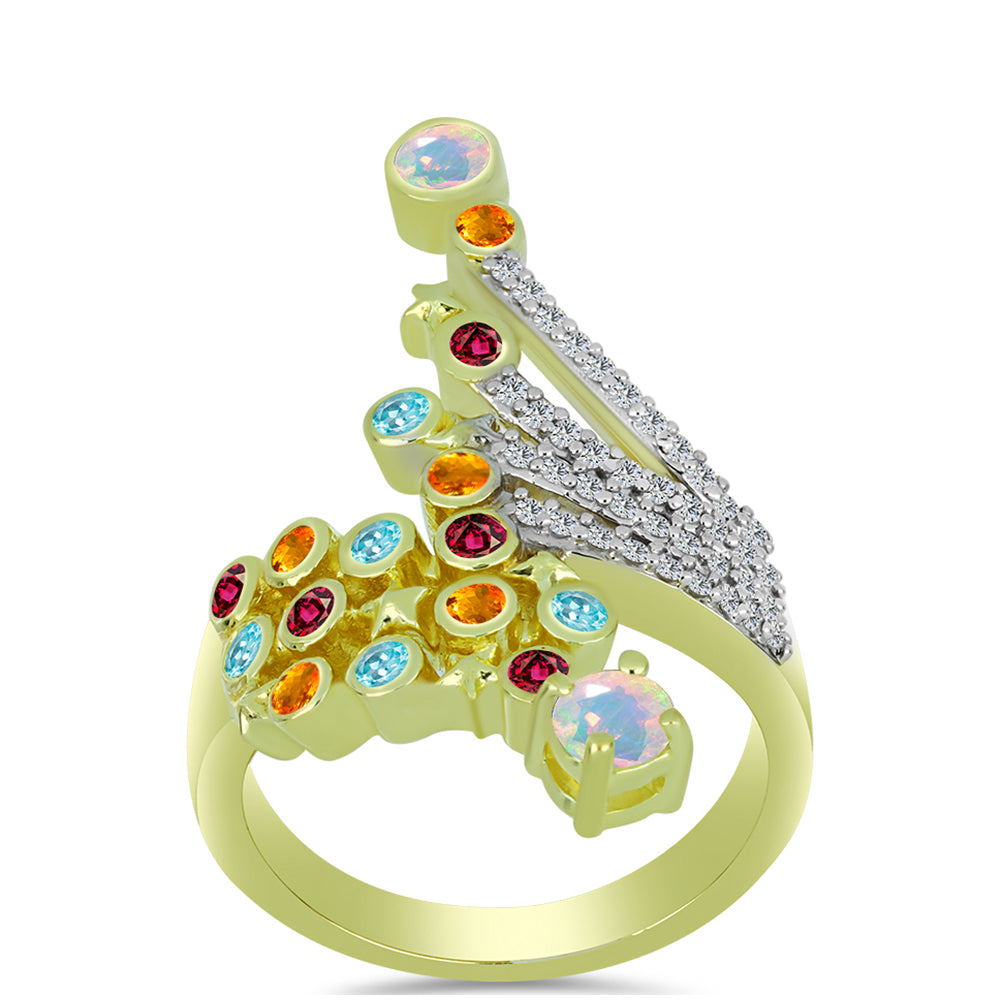 Inel din Argint 925 Placat cu Aur ( 6.56 grame ) cu Opal Welo și Turmalină Chakra 1.08 Carate 3 