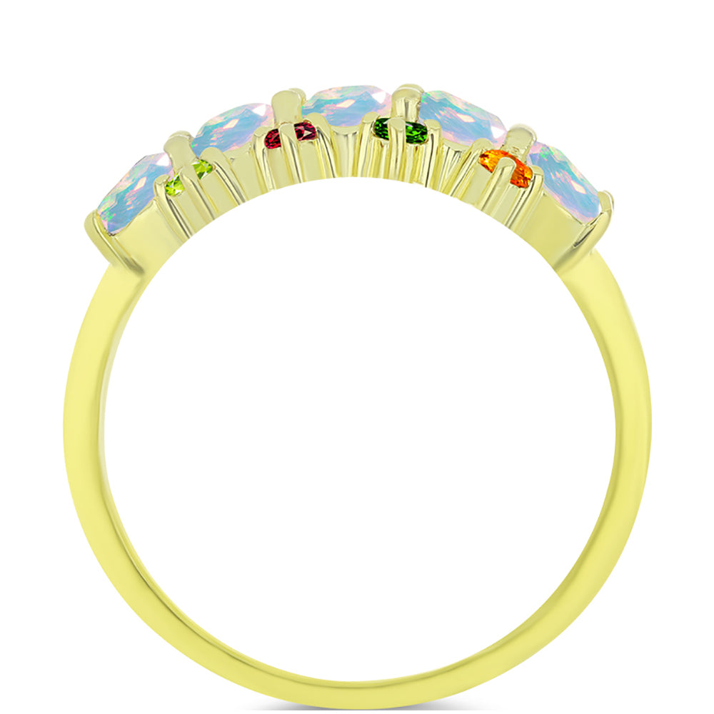 Inel din Argint 925 Placat cu Aur ( 2.53 grame ) cu Opal Welo și Turmalină Chakra 1.46 Carate 3 