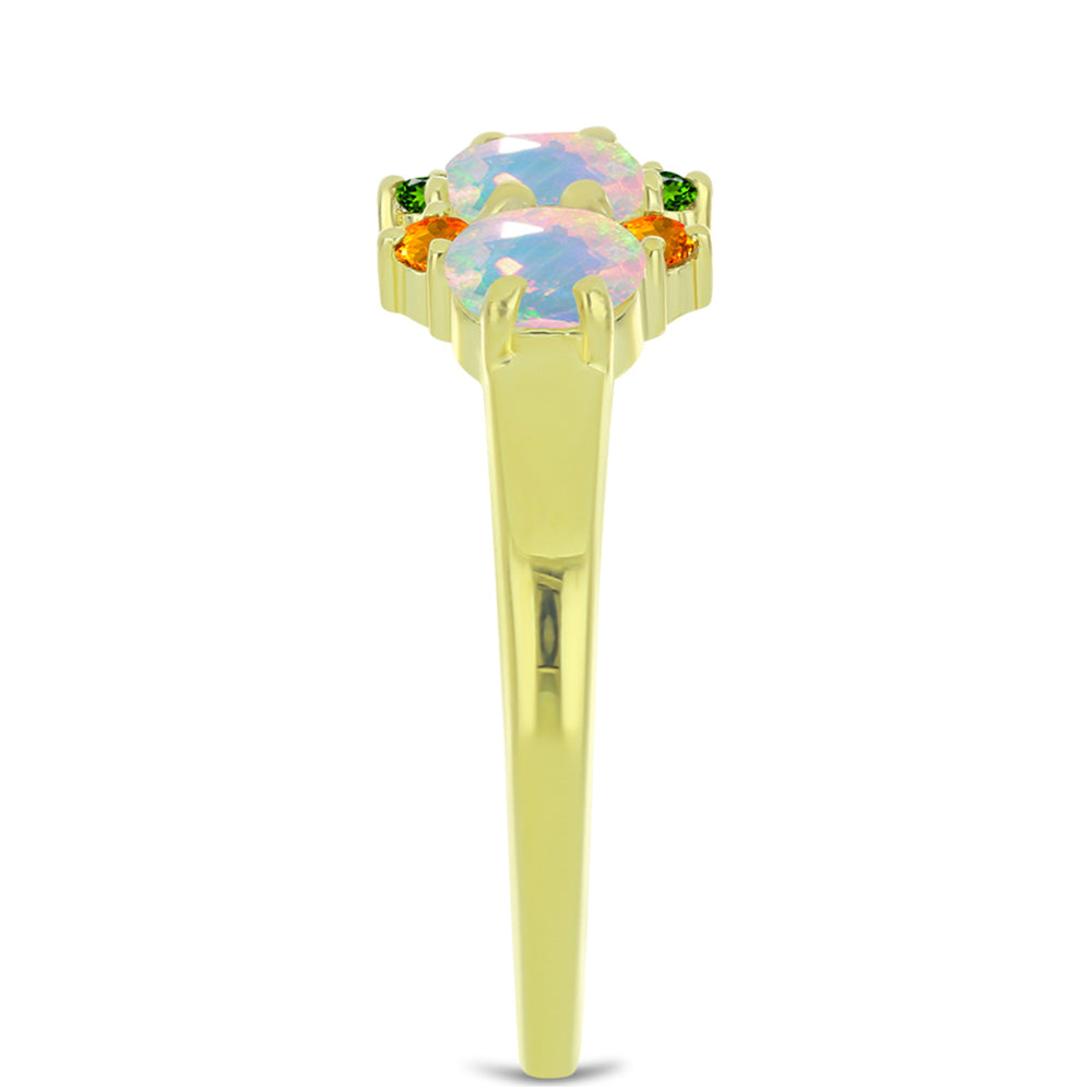 Inel din Argint 925 Placat cu Aur ( 2.53 grame ) cu Opal Welo și Turmalină Chakra 1.46 Carate 4 