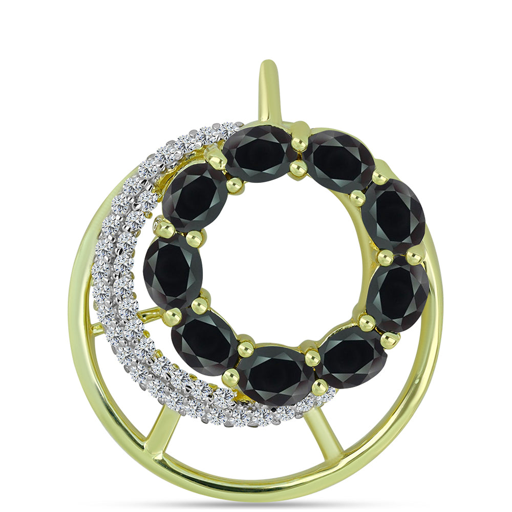 Pandantiv din Argint 925 Placat cu Aur ( 2.7 grame ) cu Obsidian și Topaz Alb 1.88 Carate 1 