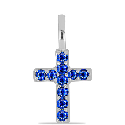 Cruce Pandantiv din Argint 925 ( 0.5 grame ) cu Safir Albastru Australian 0.16 Carate
