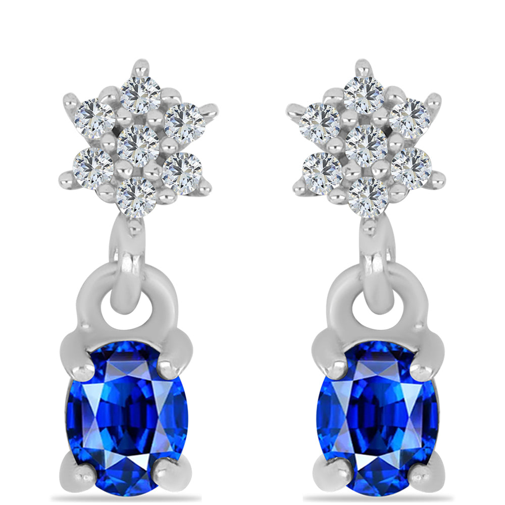 Cercei din Argint 925 ( 1.51 grame ) cu Safir Albastru Australian și Topaz Alb 1.19 Carate 1 