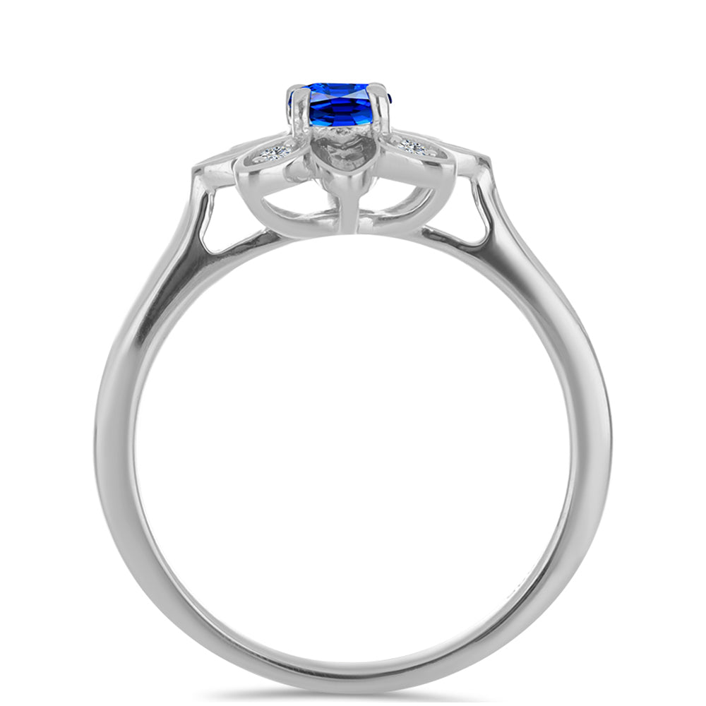 Inel din Argint 925 ( 2.8 grame ) cu Safir Albastru Australian și Topaz Alb 0.46 Carate 2 