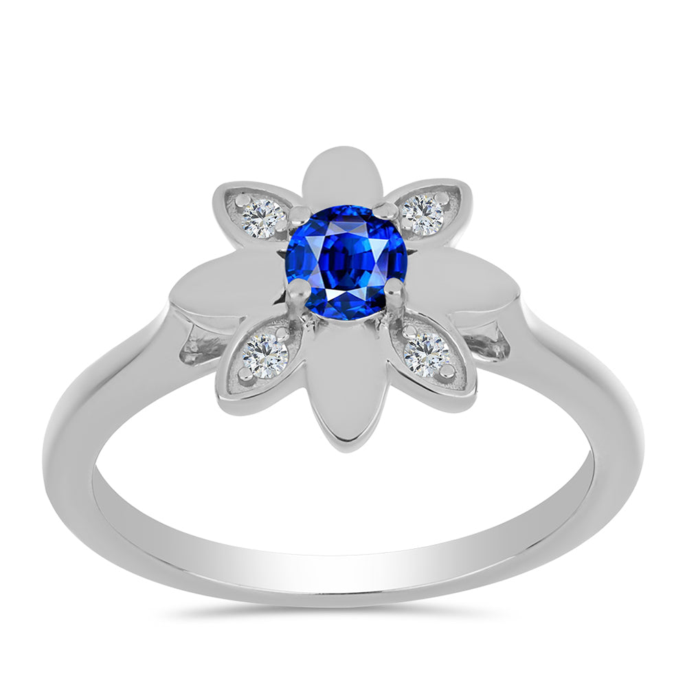 Inel din Argint 925 ( 2.8 grame ) cu Safir Albastru Australian și Topaz Alb 0.46 Carate