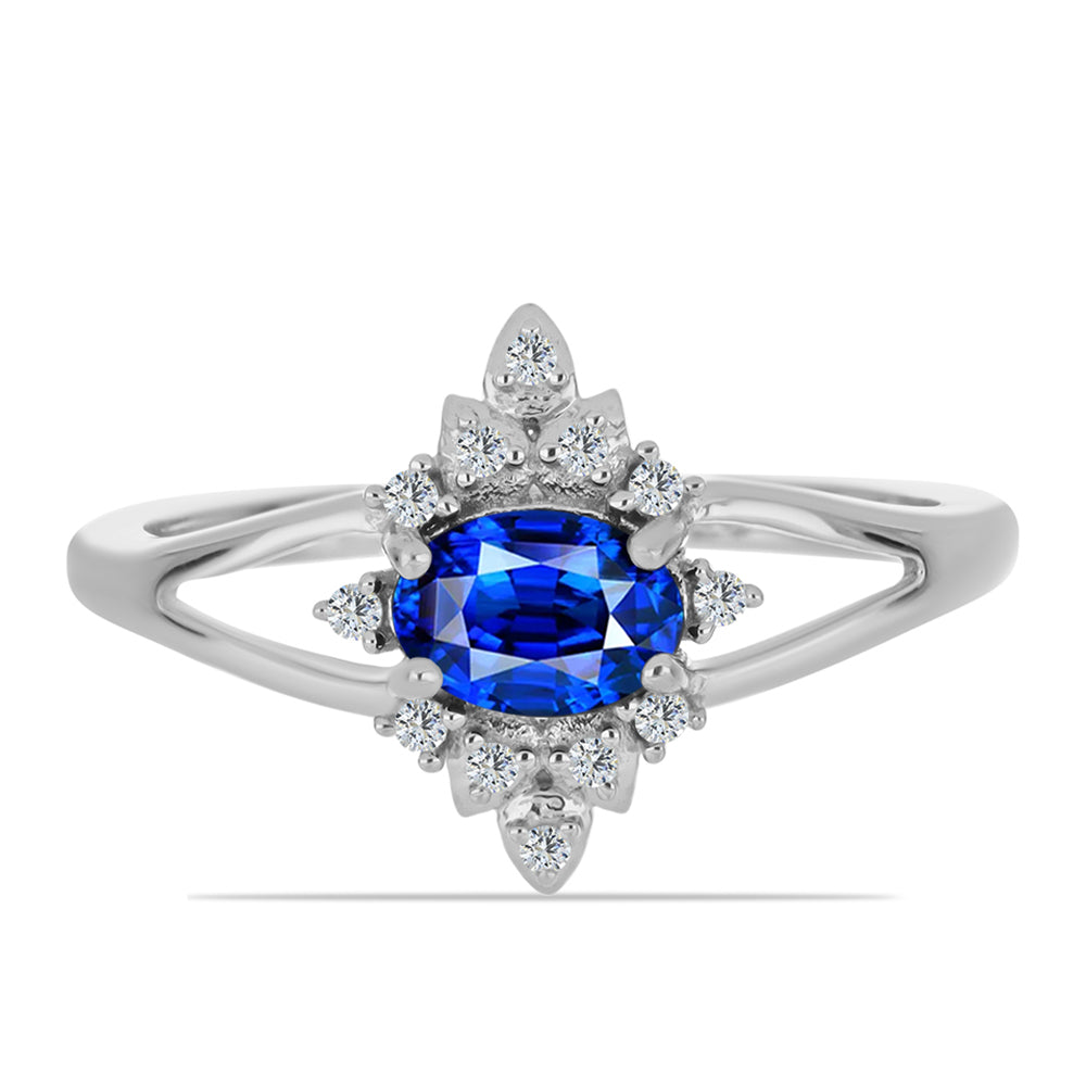 Inel din Argint 925 ( 2.25 grame ) cu Safir Albastru Australian și Topaz Alb 1.24 Carate