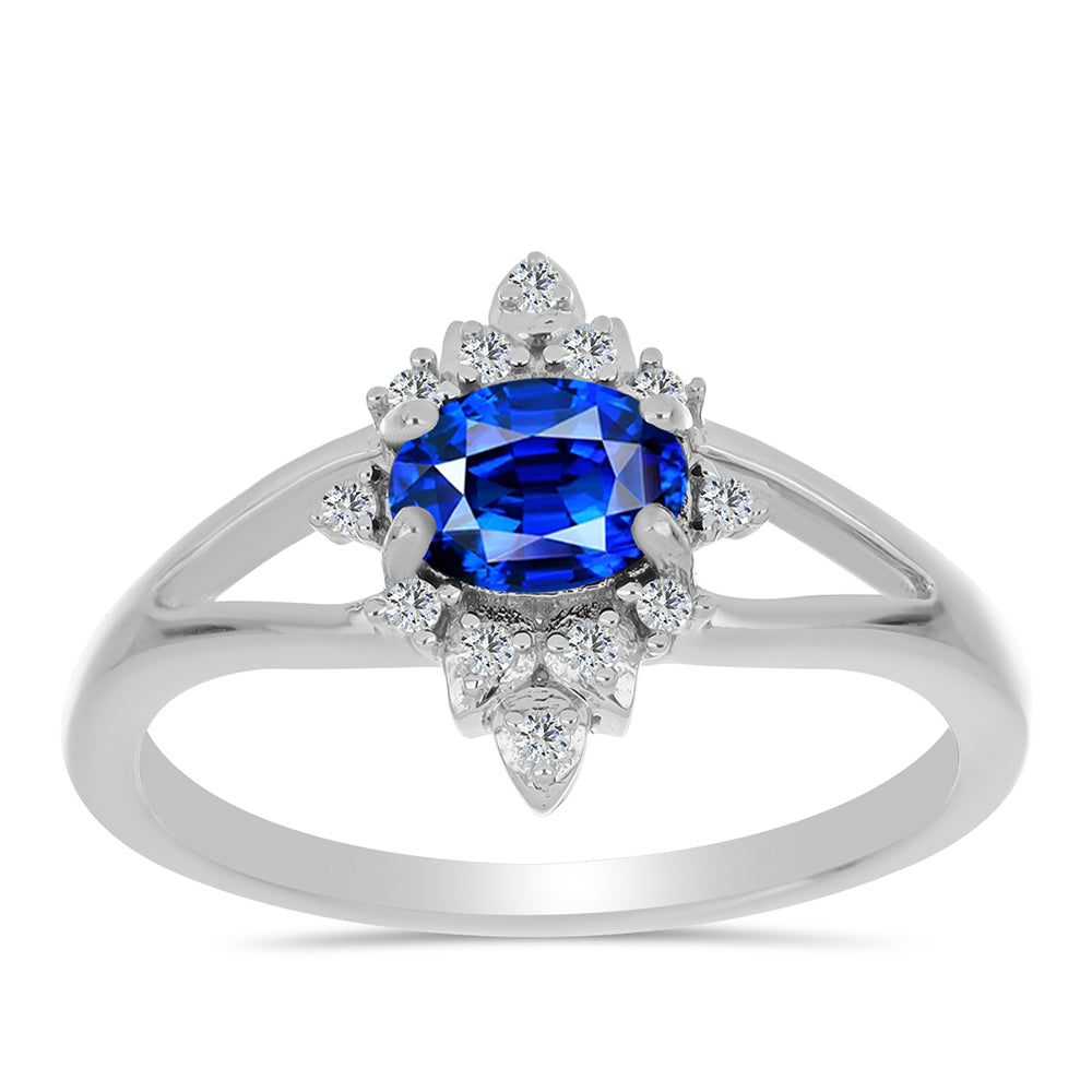 Inel din Argint 925 ( 2.25 grame ) cu Safir Albastru Australian și Topaz Alb 1.24 Carate