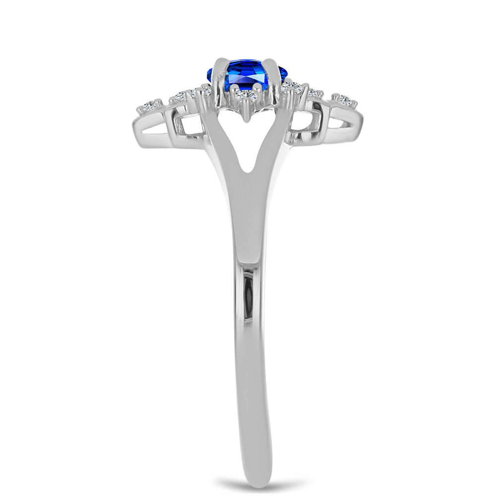 Inel din Argint 925 ( 2.25 grame ) cu Safir Albastru Australian și Topaz Alb 1.24 Carate