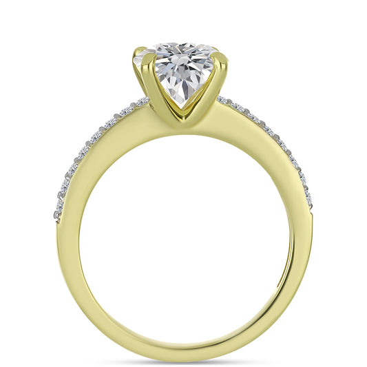 Inel din Argint 925 Placat cu Aur ( 2.54 grame ) cu Diamant Certificat cultivat în laborator și Zircon Alb Natural 2.54 Carate