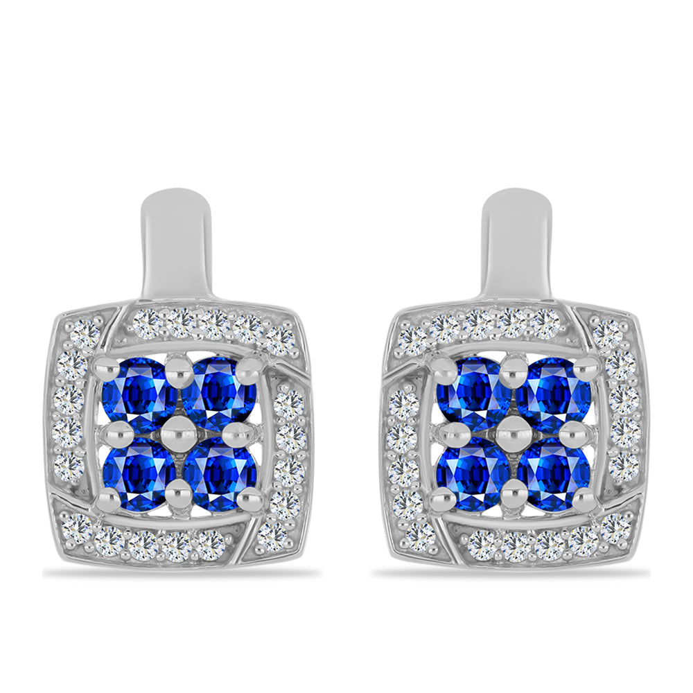 Cercei din Argint 925 ( 4.49 grame ) cu Safir Albastru Australian și Topaz Alb 1.62 Carate 1 