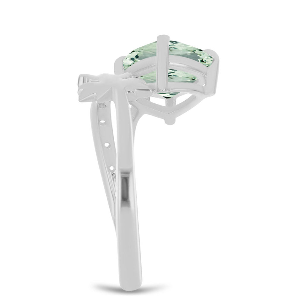 Inel din Argint 925 ( 2.38 grame ) cu Ametist Verde și Topaz Alb 1.4 Carate