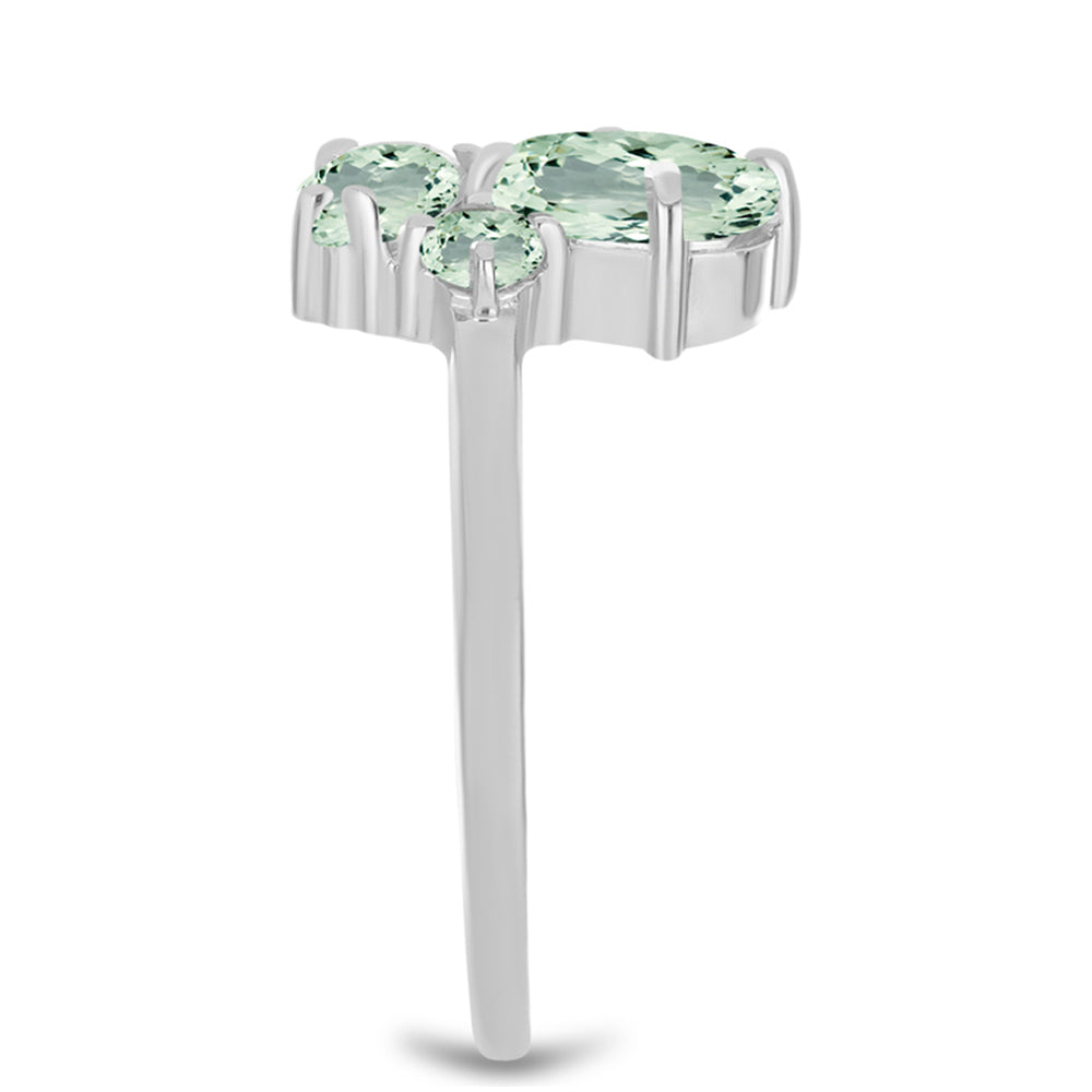 Inel din Argint 925 ( 2.35 grame ) cu Ametist Verde și Topaz Alb 1.75 Carate 4 