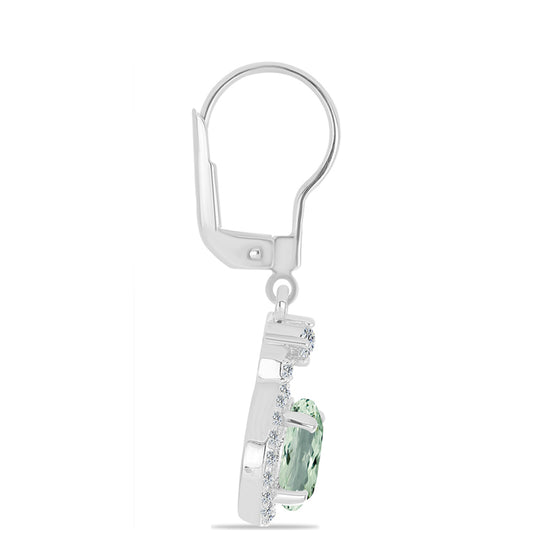 Cercei din Argint 925 ( 3.18 grame ) cu Ametist Verde și Topaz Alb 4.04 Carate