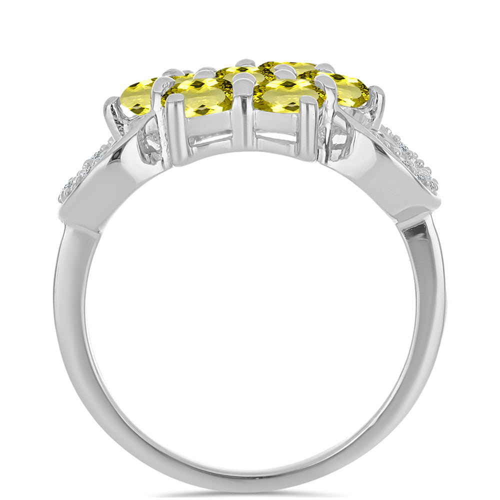 Inel din Argint 925 ( 3.26 grame ) cu Topaz Galben și Topaz Alb 1.77 Carate