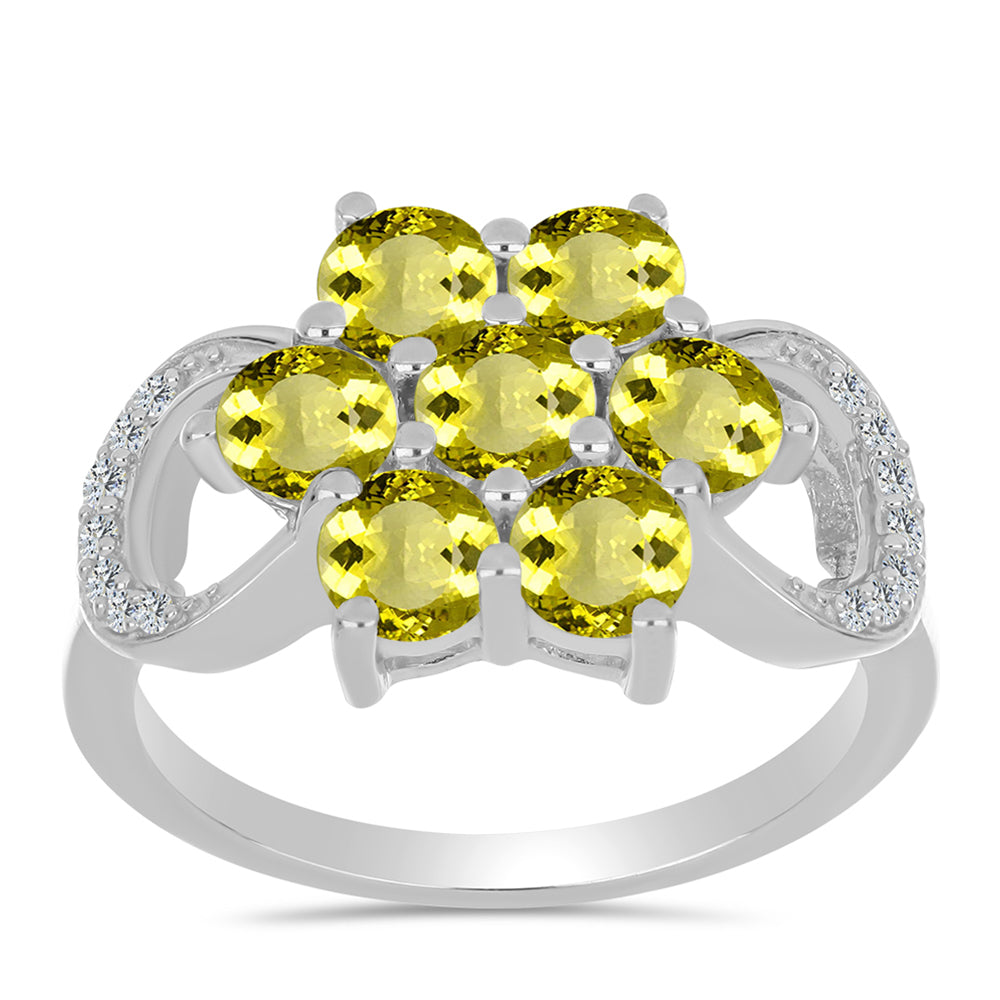 Inel din Argint 925 ( 3.26 grame ) cu Topaz Galben și Topaz Alb 1.77 Carate