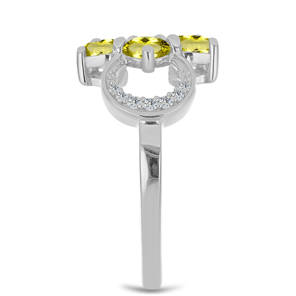 Inel din Argint 925 ( 3.26 grame ) cu Topaz Galben și Topaz Alb 1.77 Carate
